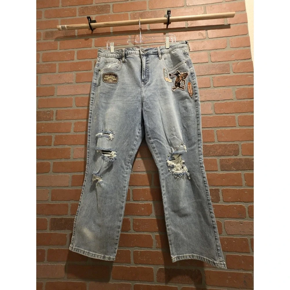 Rock and Roll Denim Womens 36×27 High Rise Straight Cropped‎ Jeans